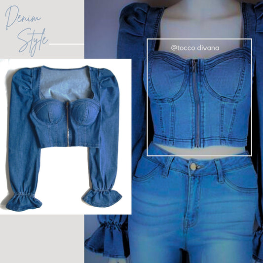 Denim Long Sleeve Top