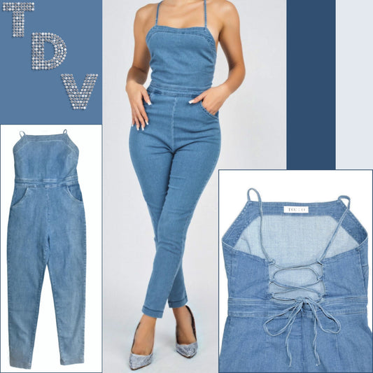 Denim Back Strap Jumpsuit