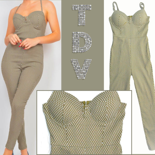 Geometric Olive Jumpsuit