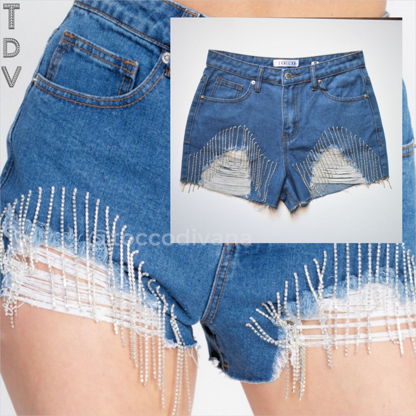 Rhinestone Fringe Short