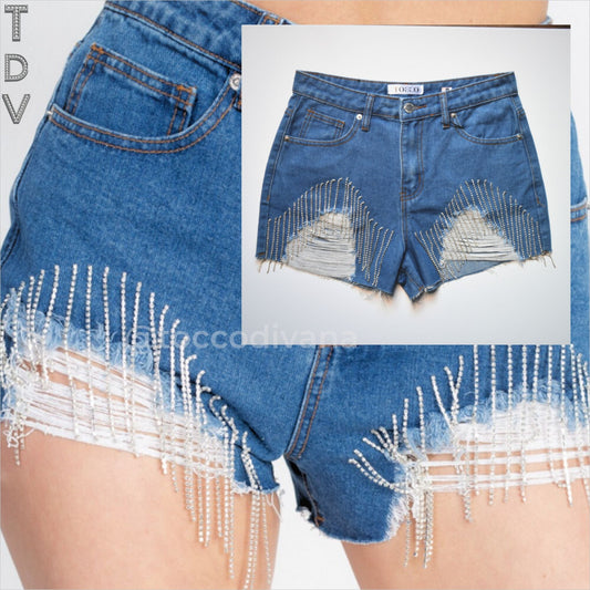 Rhinestone Fringe Short