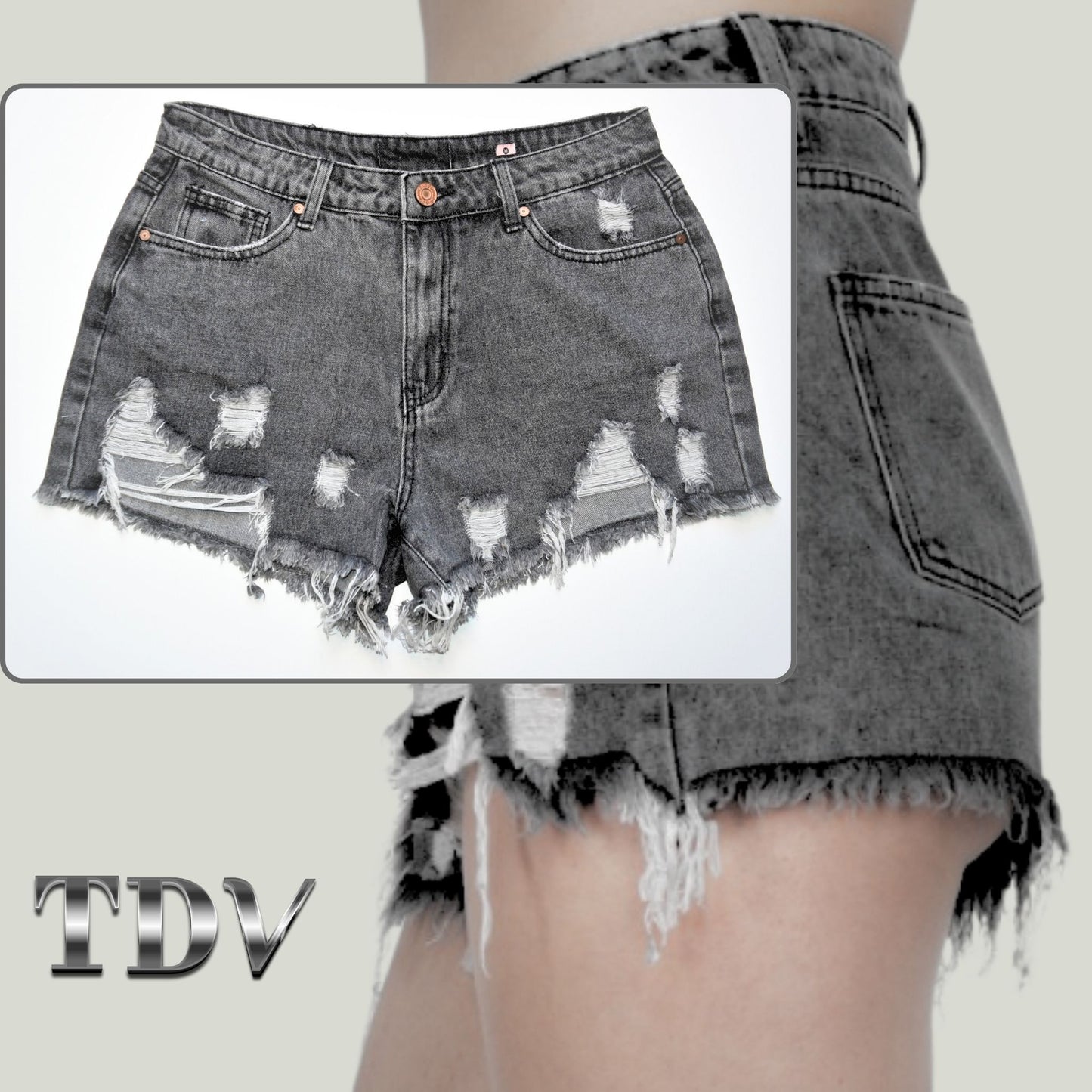 Distressed Denim Shorts