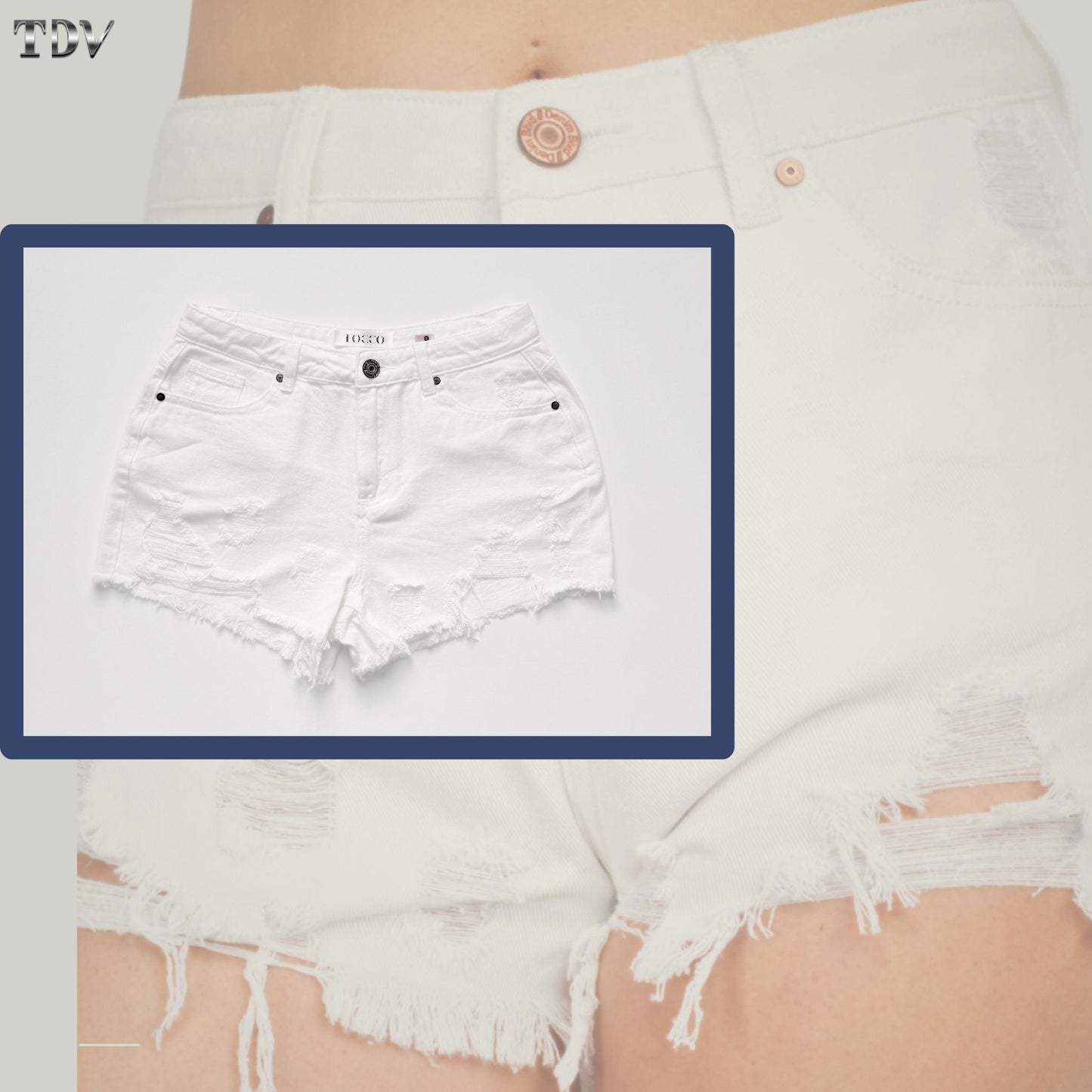 White Distressed Shorts